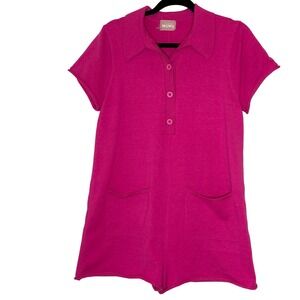 Show Me‎ Your Mumu Gio Sweater Romper Hot Pink Button Down Pockets Size Small???
